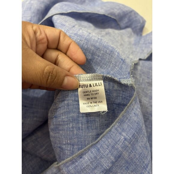 Tutu&lilli Linen Boxy Tunic Blouse Blue Women Xs/S Oversized Made USA - Picture 8 of 10